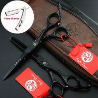 New arrival 5.5 /6.0 Professional Hair Scissors set,Black Straight &amp;Thinning scissors set,high quality for barbers