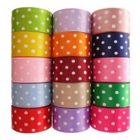 ✥ↂ 1-1/2 quot; 38mm 10 yards polka dots printed satin ribbon gift packaging DIY handmade materials YM18010113