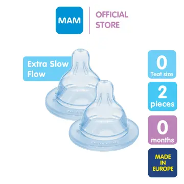 MAM Size 0 Extra Slow Flow Bottle Nipple, 0+ Months, 4 Pack