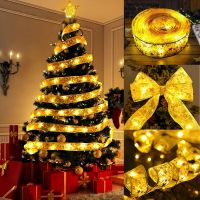 【LZ】✗  Christmas Decoration LED Ribbon Fairy Lights Christmas Tree Ornaments for Home 2023 DIY Bows Light String Navidad New Year 2024