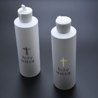 250Ml Refillable Holy Water Bottle Gold Cross Plastic Holy Water Container with Screw Lid Christian Easter Party Church Supplies