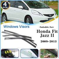 รถหน้าต่าง Visor สำหรับ Honda Fit Hatch Jazz II 2009 ~ 2013 Vent กันสาด Rain Sun Eyebrow Guard Deflector สติกเกอร์อุปกรณ์เสริม