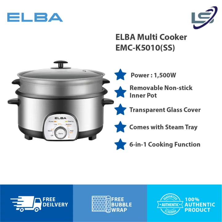 ELBA 5L Multi Cooker EMCK5010(SS) 6in1 Cooking Function Power