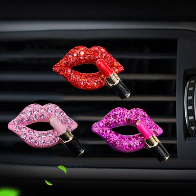 【DT】  hotCar Air Outlet Aromatherapy Clip Perfume Clip Diamond Red Lips Clips Perfume Air Freshener Clip Auto Interior Accessories