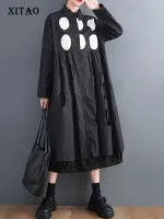 XITAO Dress Hollow Out Casual Shirt Dress