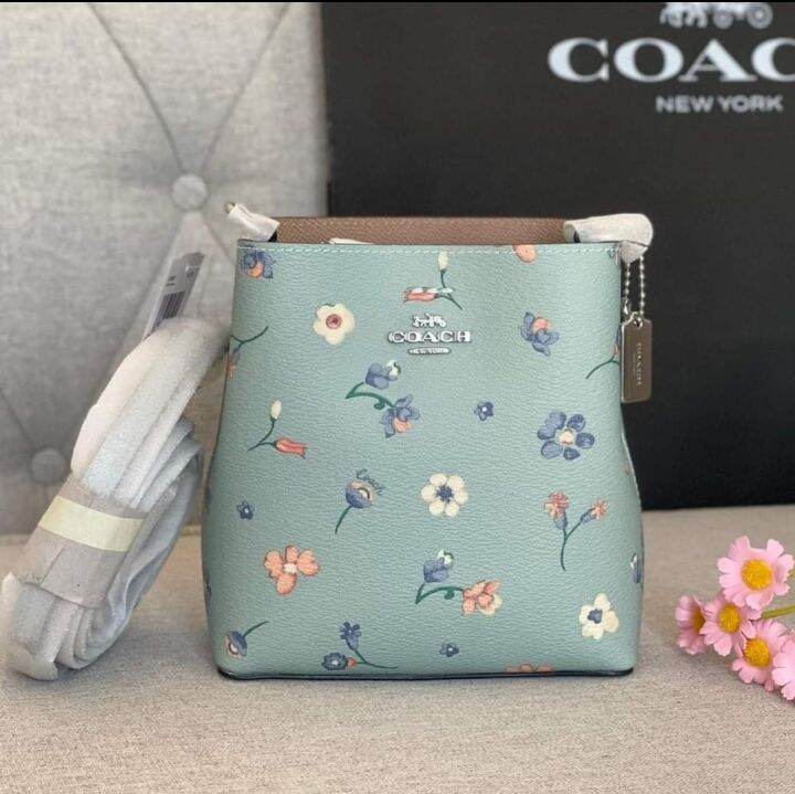 Coach Mini Town Bucket Womens Bag With Mystical Floral Print C8608 Light Teal Multi Lazada Ph 6301