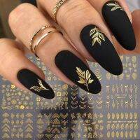 【LZ】 12pcs Nail Stickers Gold Flower Leaf Lace Design Geometry Line Nail Art Sliders Manicure Polish Decal Wrap Decorations Wholesale