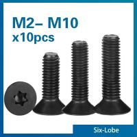 10pcs/lot Flat Countersunk Screw Six Lobe Bolt Machine screw M2 M2.5 M3 M4 M5 M6 M8 M10 Black 304 Stainless Steel Torx Head