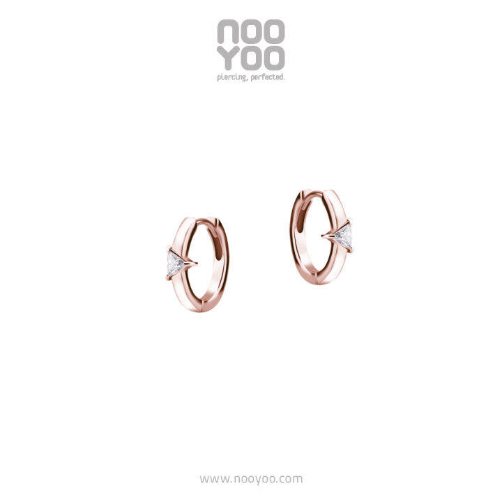 nooyoo-ต่างหูสำหรับผิวแพ้ง่าย-hoop-with-triangle-cubic-zirconia-surgical-steel-ขาว-โรสโกลด์