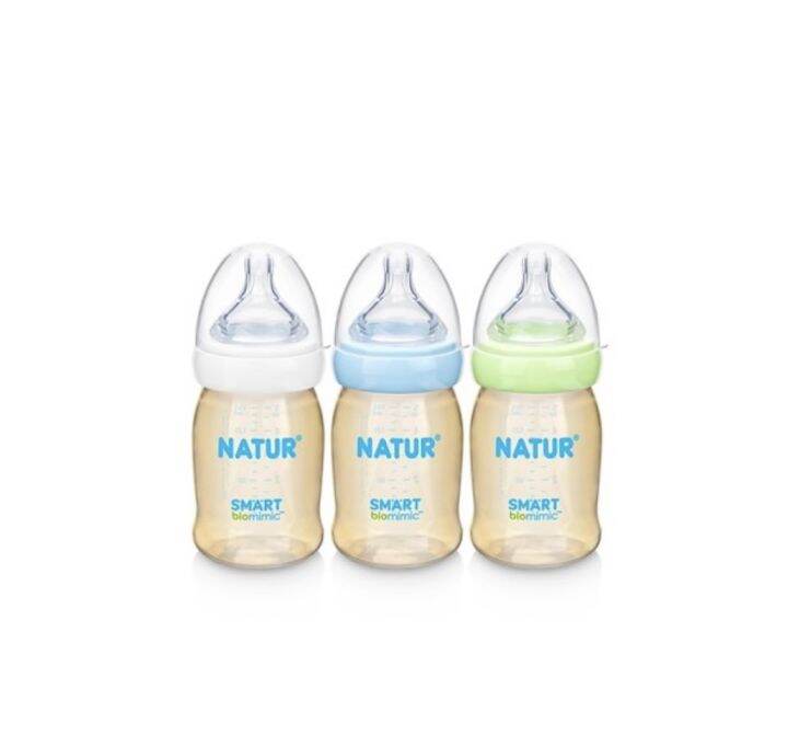 natur-เนเจอร์-ขวดนมสมาร์ทไบโอมิมิค-pes-ขนาด-5oz-แพ็ค-2-ฟรี-1-สีชา-3-ขวด