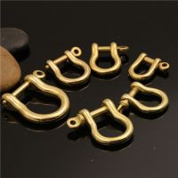 5pcs Solid Brass Carabiner D Bow Shackle Fob Key Ring Keychain Hook Screw Joint Connector Buckle for Leather Craft