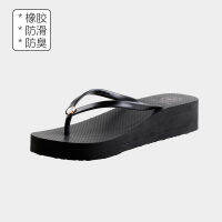 TOP☆TORY BURCHˉ European and American new wedge heel flip-flops womens outer wear fashion simple non-slip flat flip-flops sandals beach shoes thick bottom