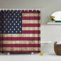 American Flag Bath Curtain ตกแต่งอเมริกัน 4 กรกฎาคม วันประกาศอิสรภาพธีมศิลปะการพิมพ์ธงผ้าโพลีเอสเตอร์ตะขอห้องน้ำ 180 * 180 ซม