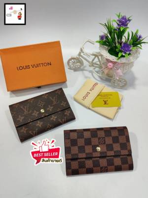 👑 กระเป๋าสตางค์หน้าจดหมาย #LV สำหรับผู้หญิงเป็น 2 พับงานสวยไซส์ 6 นิ้วใบกลางพร้อมกล่อง