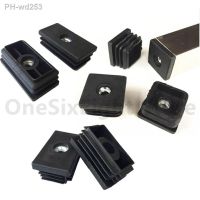 Black PE PP Plastic Rectangular/Square Blanking End Caps Pipe Tube Inserts With M6 M8 M10 Metal Thread Furniture Feet