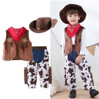 Baby Boy Clothes Set Cowboy Cosplay Costume For Kids Toddler Wear Childrens Clothing Vest + Pants + Scarf+Hat 4pcs Outfits Suit