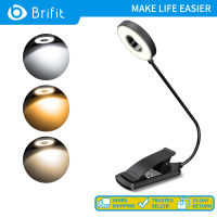 Brifit คลิปบนไฟอ่านหนังสือ,ไฟอ่านหนังสือ LED 12 ดวงสำหรับหนังสือบนเตียง,อุณหภูมิสี 3 สี,โคมไฟอ่านหนังสือแบบชาร์จไฟได้ USB ไฟอ่านหนังสือแบบลดแสงแบบไม่ต่อเนื่องสำหรับการอ่านหนังสือบนเตียง,เด็ก