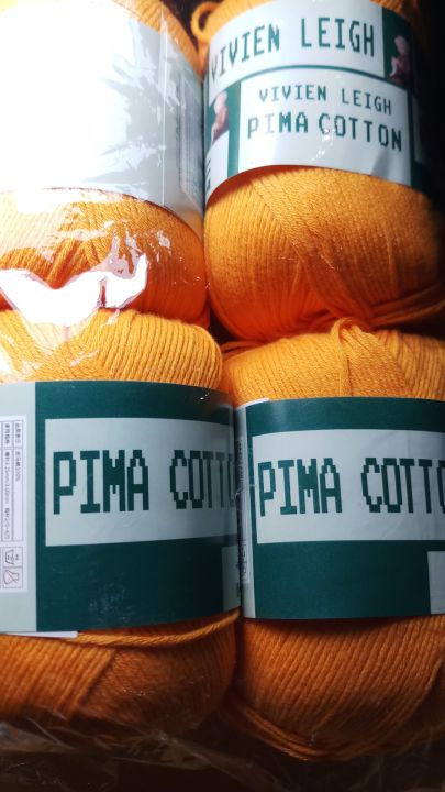 ไหมพรม-pima-cotton-ไหมพรมฝ้าย100-สีส้ม-จำนวน-9-ม้วน