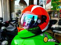 หมวกกันน็อค RIDER RS1  ROSSO GREEN มีแว่นภายใน นวมถอดซักได้