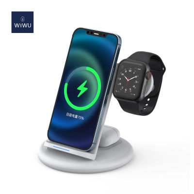 WiWU Power Air 3 in 1 แท่นชาร์จไร้สาย Desktop Wireless Charger Mobile Phone Stand for Phone Earbuds Fast Charge