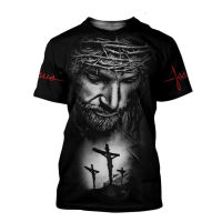 3D Jesus Print T-shirt Men 2023 New Summer O-Neck Short-Sleeved T Shirt Men Christian Fashion Casual T-shirt