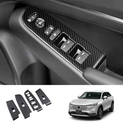 Carbon Fiber Window Glass Lift Button Trim Switch Cover Door Armrest Panel Sticker for Honda HRV HR-V Vezel 2021 2022