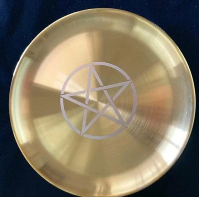 Astrology Pentagram Candlestick Table Altar Plate Candles Tile Divination Wicca Accessories Candleholder Ritual Tray Goldplating
