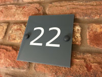 Customize House Number Sign / Plaque. Modern Contemporary Grey Acrylic Door / Square Wall Stickers Decals