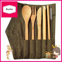 ชุดช้อนส้อมพกพา BAMBOO DEIM สีเขียว 6 ชิ้น/ชุดPORTABLE CUTLERY SET BAMBOO DEIM 6 PCS/SET GREEN **บริการเก็บเงินปลายทาง**