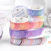 100pcs/roll Loving Heart Washi Tape Decorative Masking Morandi Color Scrapbooking Diary Paper Stickers Pendants