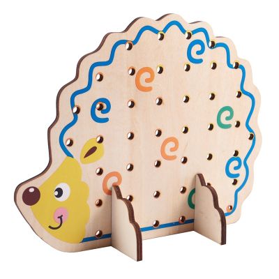 MWZ Wooden Fruits and Vegetables Lacing &amp; Stringing Beads Toys with Hedgehog Board for Above 3 Years Old Kids