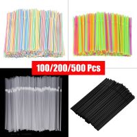 500/200/100Pcs Plastic Straws For Drinking Cocktail Rietjes Disposable Straw Kitchen Wedding Bar Party Beverage Accessories