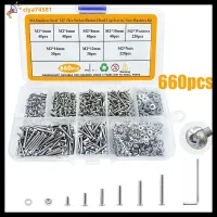 CIYA74581 660Pcs 4/6/8/10/12/16มม. การจัดเรียงสกรูเมตริก M2 6ขนาด Bolts and NUTS washers Assortment KIT พร้อมประแจหกเหลี่ยม 304สแตนเลสสตีล ชุดจัดประเภทน็อตและสลักเกลียว การพิมพ์3D