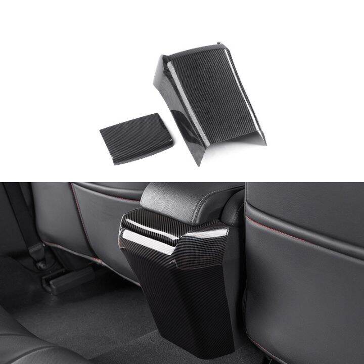 2x-carbon-fiber-car-rear-armrest-box-anti-kick-plate-armrest-panel-trim-cover-for-honda-civic-10th-2016-2019