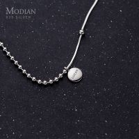 【CC】 Modian Authentic 925 Sterling Coin Engraved Little Pendant Necklace for Chokers Jewelry