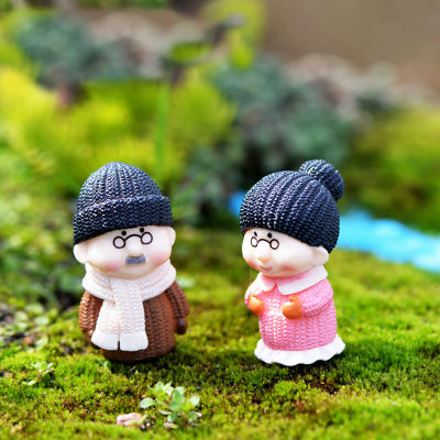 4PCS Resin Crafts Ornament Miniature Figurine Plant Pot Fairy Garden Decor Little Couple Doll Home Decoration Model Figurine