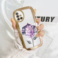 Casing Ponsel Samsung กาแล็คซี่ A22 A13 5G A22 M22 A32 A32 5G A51เคสลายการ์ตูนดอกกุหลาบส่องแสงขอบหยักเคสซิลิโคนนิ่มกรอบป้องกันกล้องแบบเต็มรูป