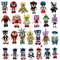 【LZ】●  20-40 cm super sonic ouriço macio pelúcia boneca dos desenhos animados knuckles saco sombra prata caudas metal sonic plushie mochila brinquedos