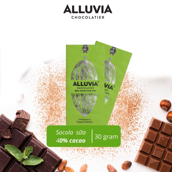 Socola nguyên chất sữa 40% ca cao ngọt ngào alluvia chocolate thanh nhỏ 30 - ảnh sản phẩm 1