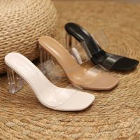 Summer Shoes Women 2023 Trendyol Transparent High Heels Sandals Ladies Sexy Slip-on Party Peep Toe Sandals Sandalias De Mujer