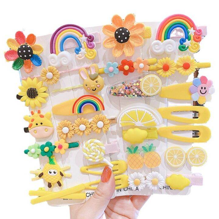 14-pcs-pack-kids-ins-style-cartoon-flower-fruit-hair-clip-girls-cute-hairpin-set-children-printed-hair-pins-handmade-women-bb-barrettes-7-styles-bangs-clip-hairgrips-girls-tail-holder-popular-hair-cla