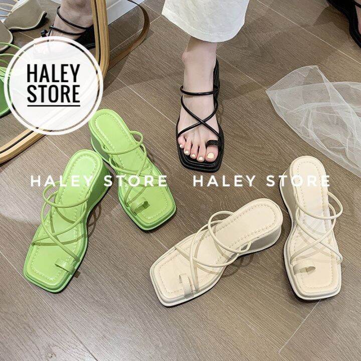 Giày Dép Nữ Đế Xuồng Cao 8Cm Haley Store Quai Ngang Mảnh Xỏ Ngón Nhẹ Mềm Êm  Chân Rẻ Vền Đẹp Đi Chơi Du Lịch | Lazada.Vn