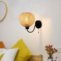 hyfvbujh⊙✒ Wall Lights Rattan Lamp Woven Lampshade E27 E26 Rustic Antique for Hotel Farmhouse Barn Birthday