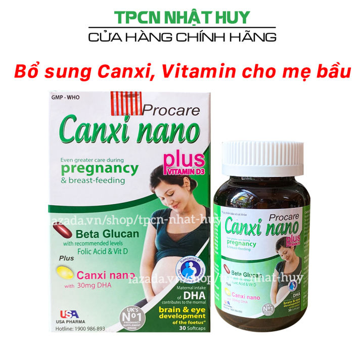 Viên uống bổ sung canxi cho mẹ bầu Procare Canxi Nano Plus Vitamin D3 hộp 1