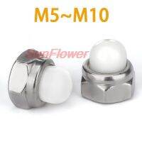 5pcs M5 M6 M8 M10 304 Stainless Steel Acorn Cap Cover Semicircle Dome Hex Nylon Insert Lock Nut Self locking Nylock Locknut