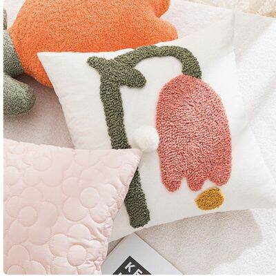 Embroidery Simple Cushion Cover Luxury European Pillow Cover PillowCase Floral Pattern Home Decorative Sofa Chair Living Room Homestays Bedside Throw Pillow Case