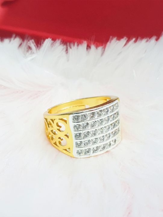 f47แหวนเพชร5แถว-แหวนทองฝังเพชร-ชุบเศษทองเยาวราชแท้-ทองไมครอน-ทองโคลนนิ่ง-ทองไมครอน-ทองหุ้ม-ทองเหลืองแท้