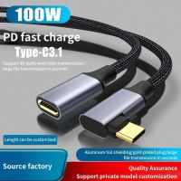 5A USB C Extension Cable Type C PD100W Fast Charging Male to Female Cable Extender 90 Degree Right Angled USB C to USB C Cable