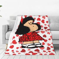 Mafalda Heart Blanket Cover Amine Cartoon Flannel Throw Blanket Summer Air Conditioning Personalised Ultra-Soft Warm Bedspreads