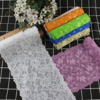 1Meter Elastic Floral Lace Ribbon DIY Crafts Home Textile Lace Tape 16cm Wide Dress Clothing Top Decoration White Lace Trimming Fabric  Material